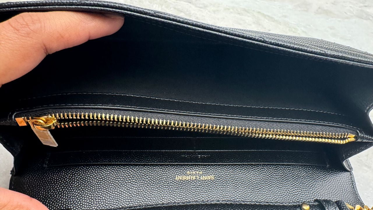 Cassandre Classic Chain Wallet in Grained Leather