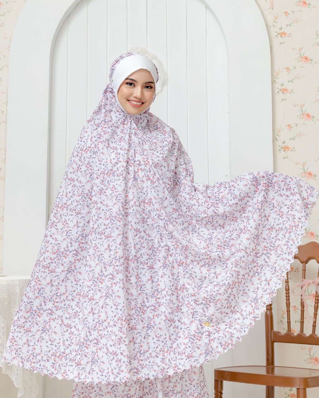 Anna Travel Telekung - White Cloud