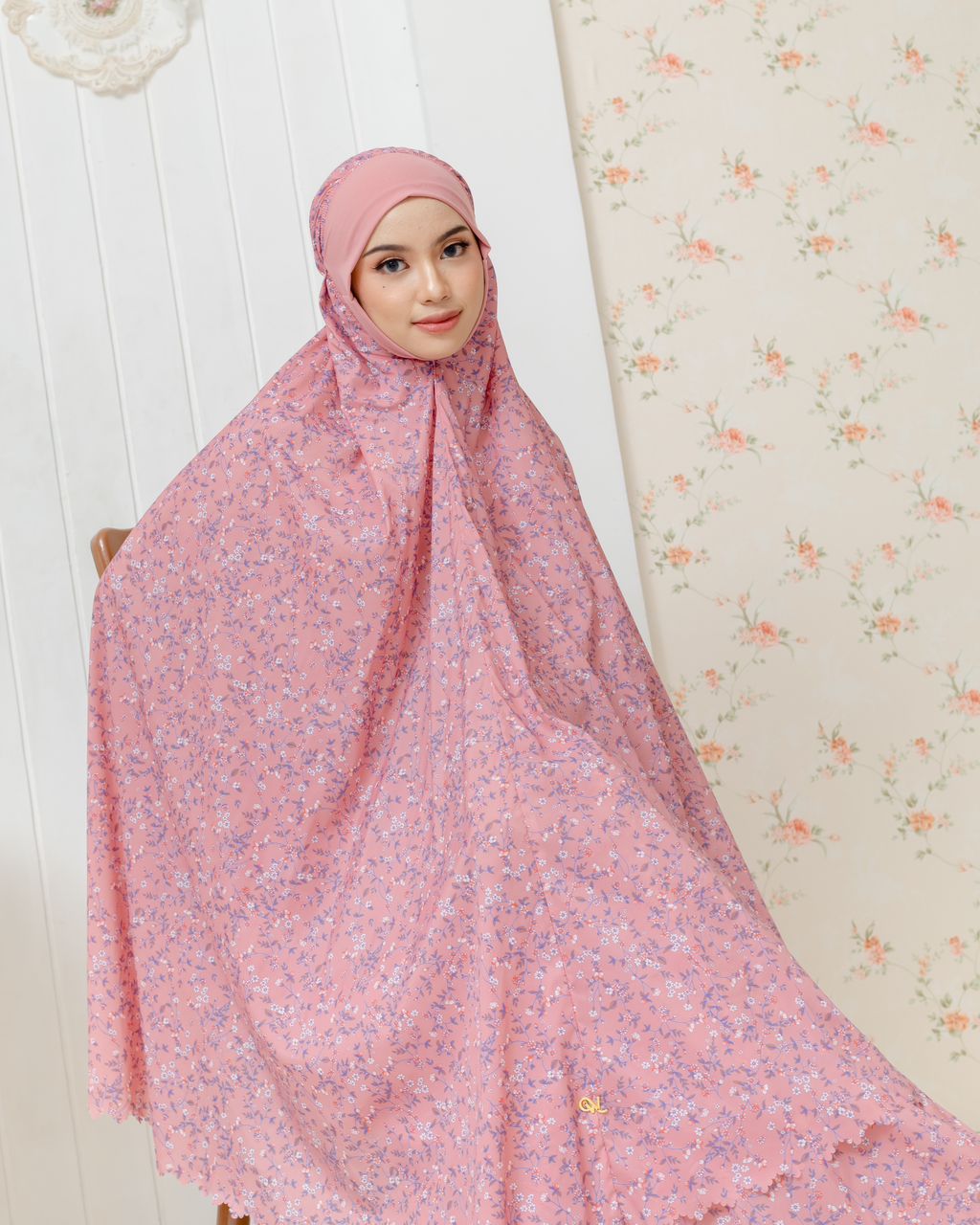 Anna Travel Telekung - Pink Blossom