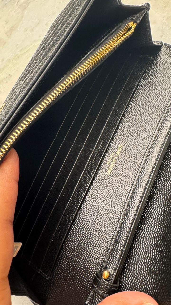 Cassandre Classic Chain Wallet in Grained Leather