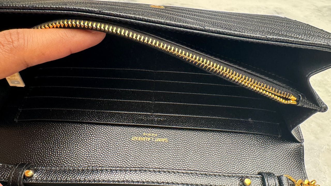 Cassandre Classic Chain Wallet in Grained Leather